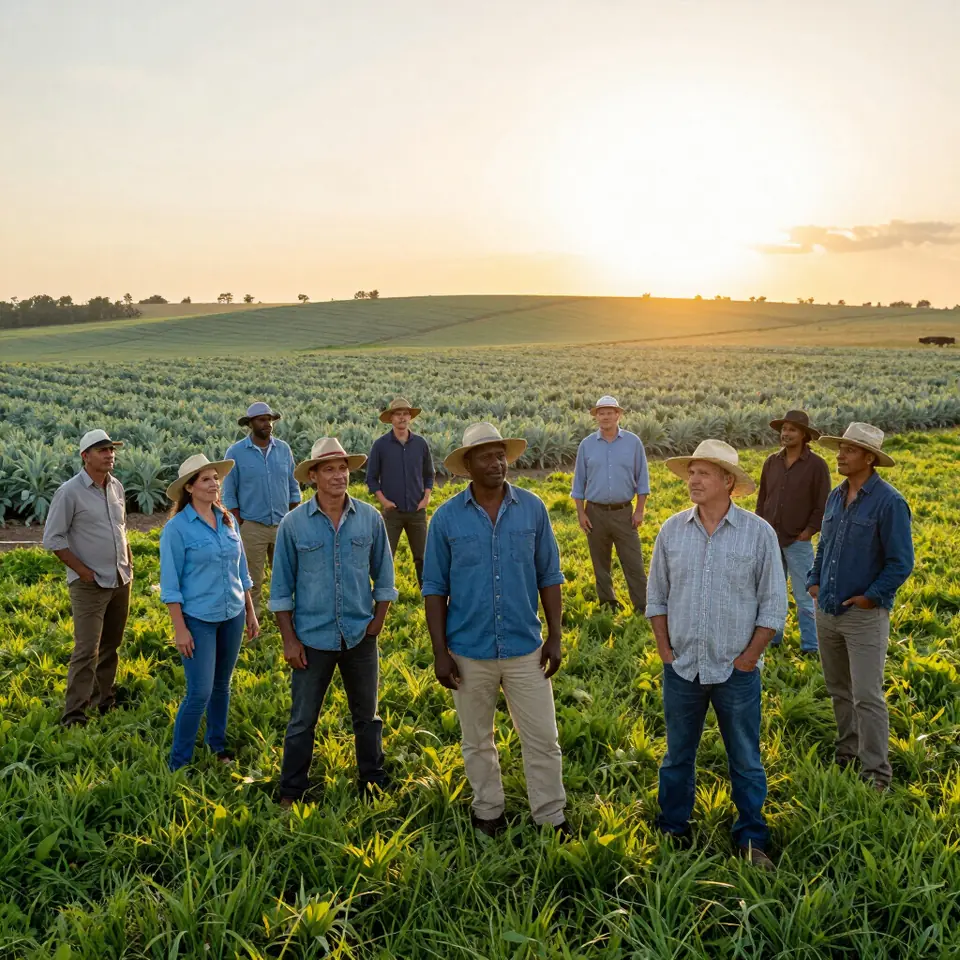Farmers talking together in a field